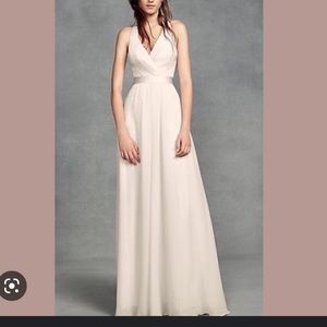 Vera Wang • David’s Bridal • Bridesmaid • size0 • Chiffon Halter Bow • Blush